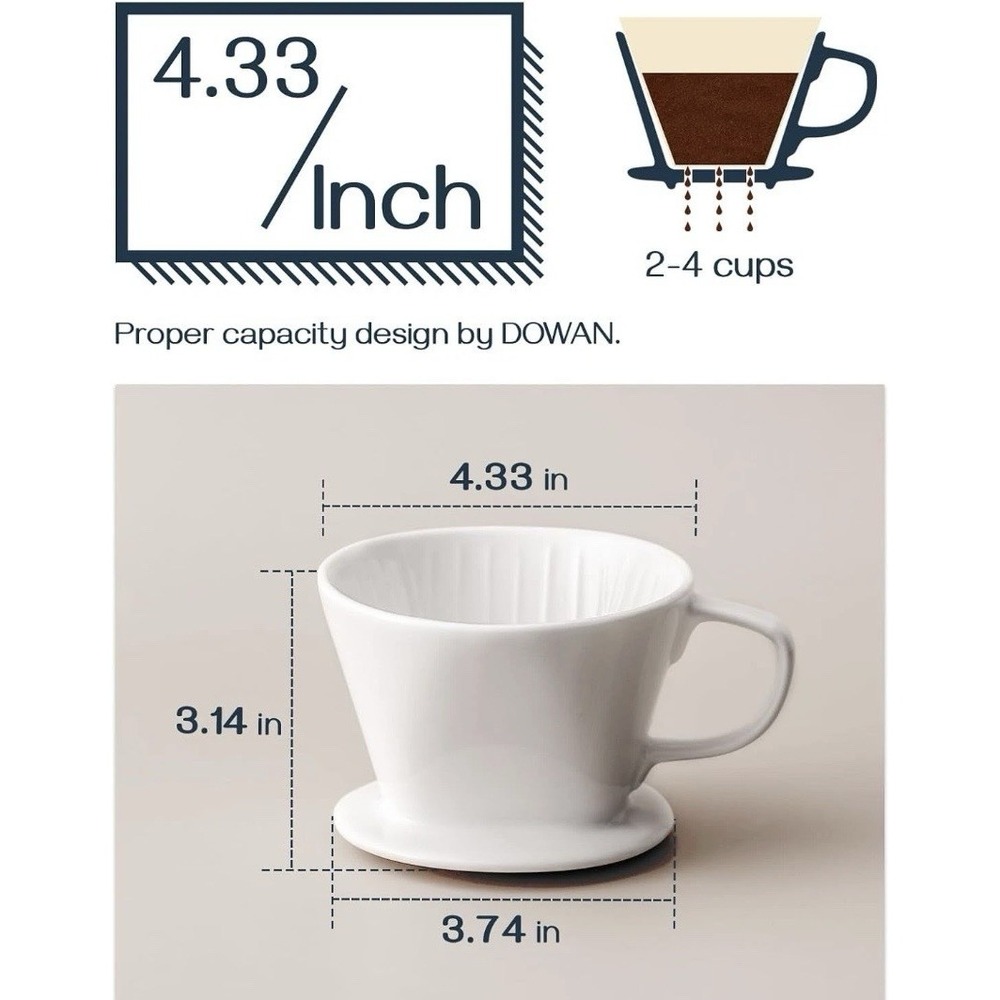 Pour over Coffee Maker,‎ Ceramic Coffee Dripper, White